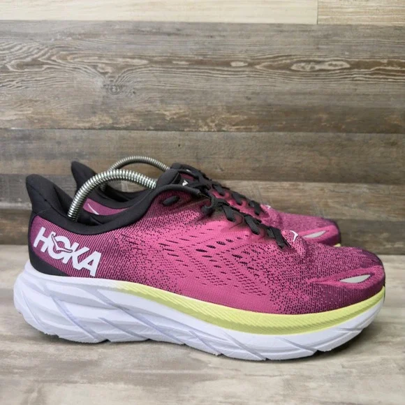 Hoka One One Clifton 8 Running Shoes Womens 10.5 D Wide Pink Purple 1121375 BGIR - Picture 1 of 8